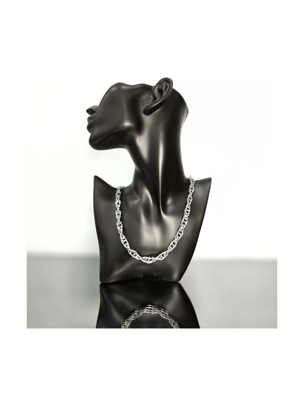 Polished Silver-Tone Twisted Link Necklace for Women